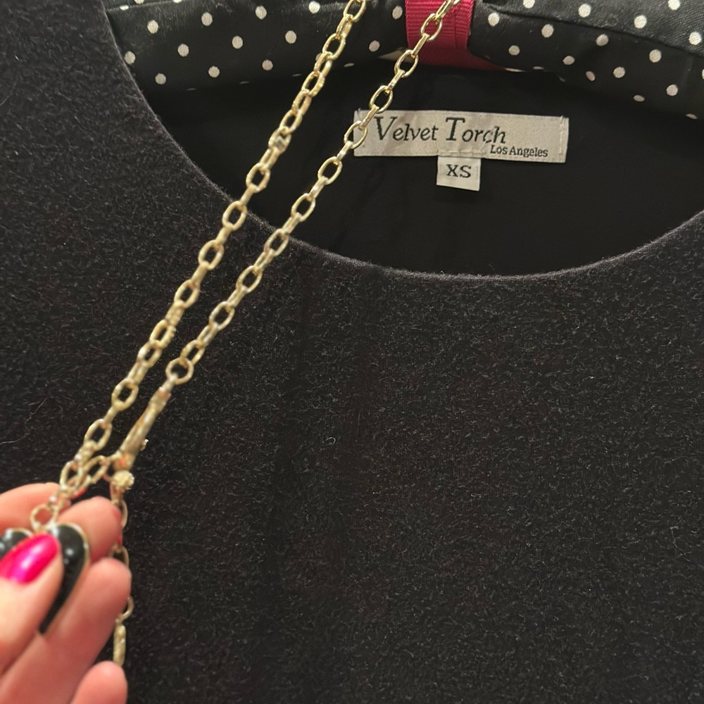 Velvet Torch Black Midi Dress with necklace! - Picture 2 of 5